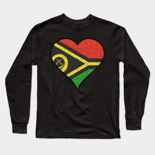 Vanuatuan Jigsaw Puzzle Heart Design - Gift for Vanuatuan With Vanuatu Roots Long Sleeve T-Shirt